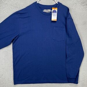 General Standard GS Mens Work Wear T-Shirt 2XL Blue Long Sleeve Tee Pocket NEW